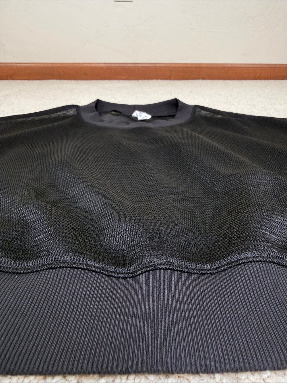 ALO Yoga Row Long Sleeve Black Mesh Athletic Crop Pullover Sheer Top - Picture 10 of 17